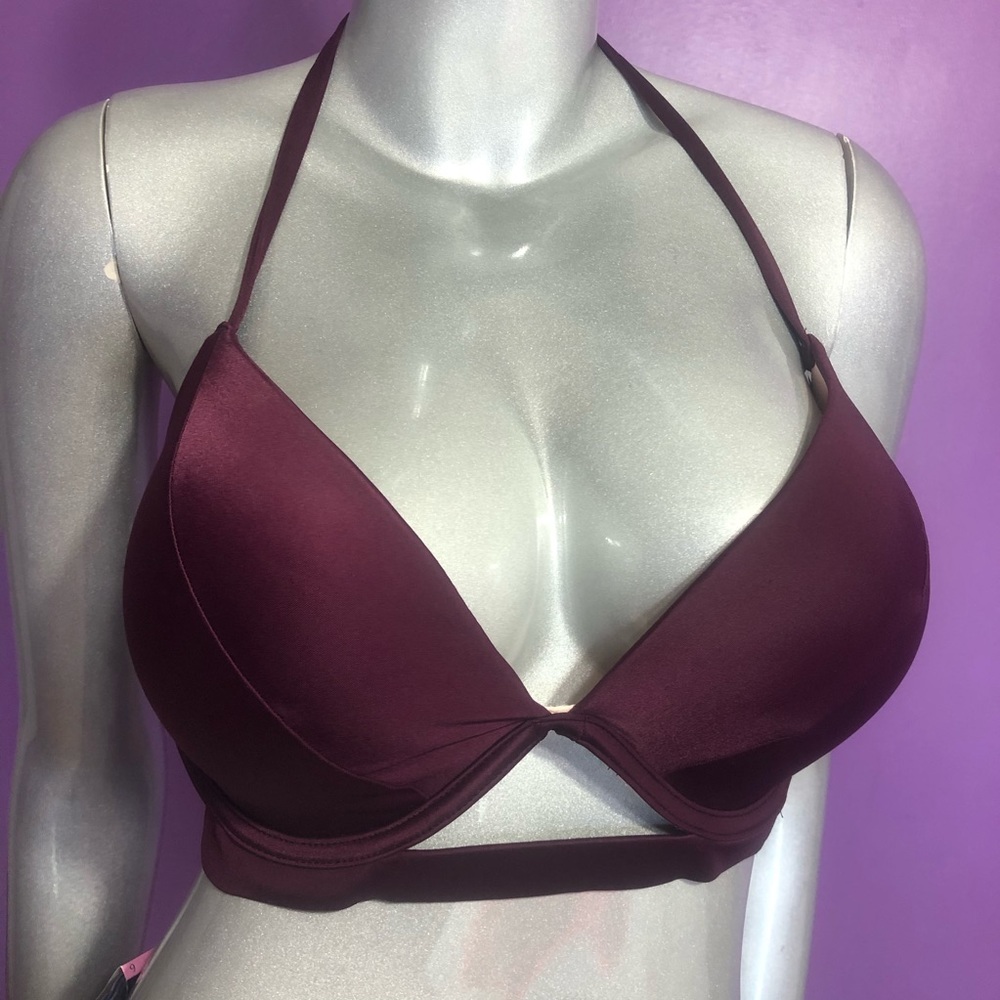 Victoria's Secret Burgundy Halter Push-Up Bikini Top